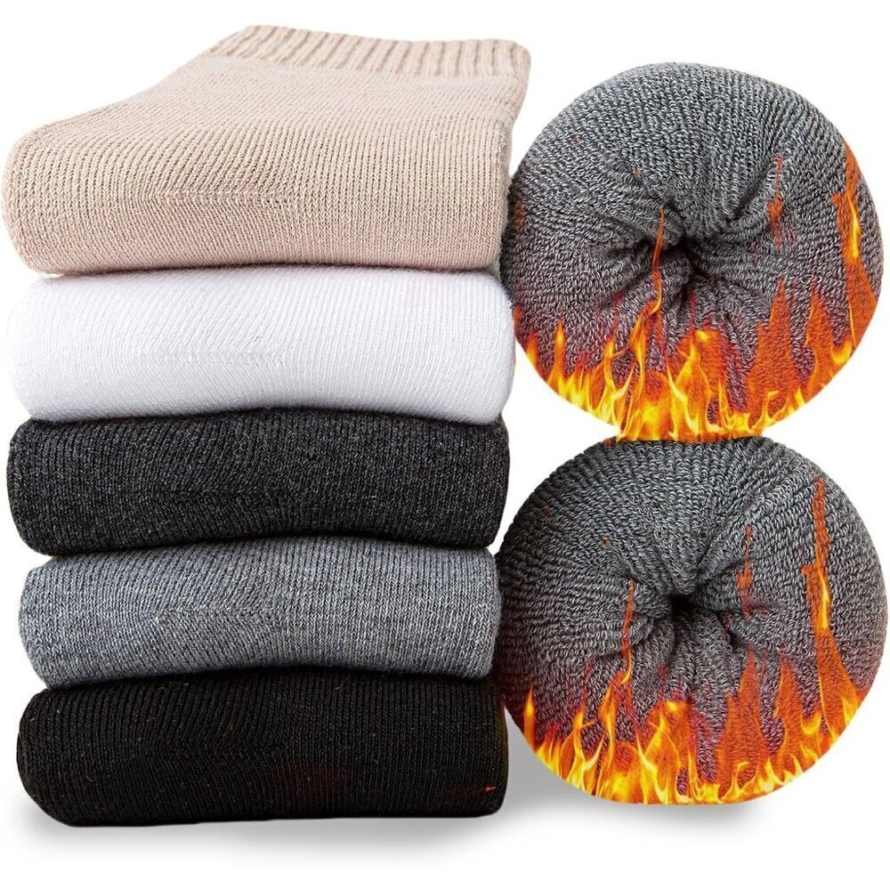 Women’s Winter Socks 5 Pairs Warm Thermal Thick Cozy Boot Crew Socks 5 10
